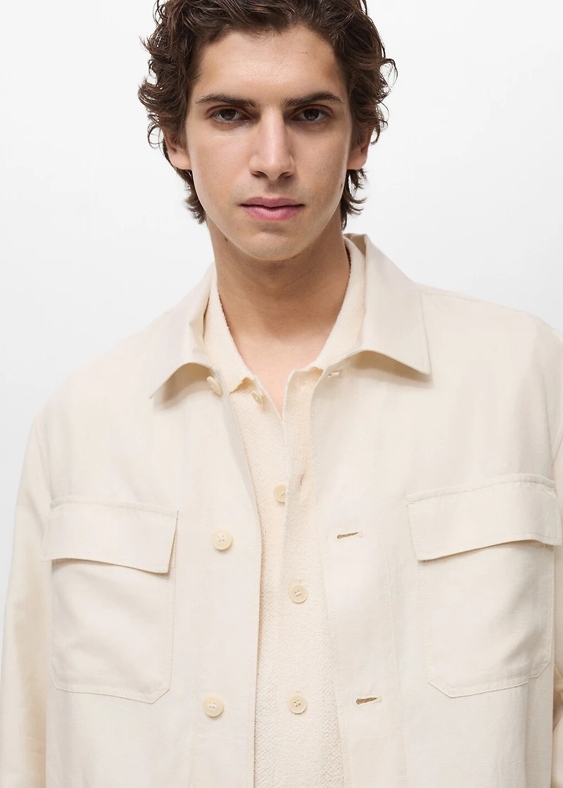 Bowling-style overshirt a linen blend