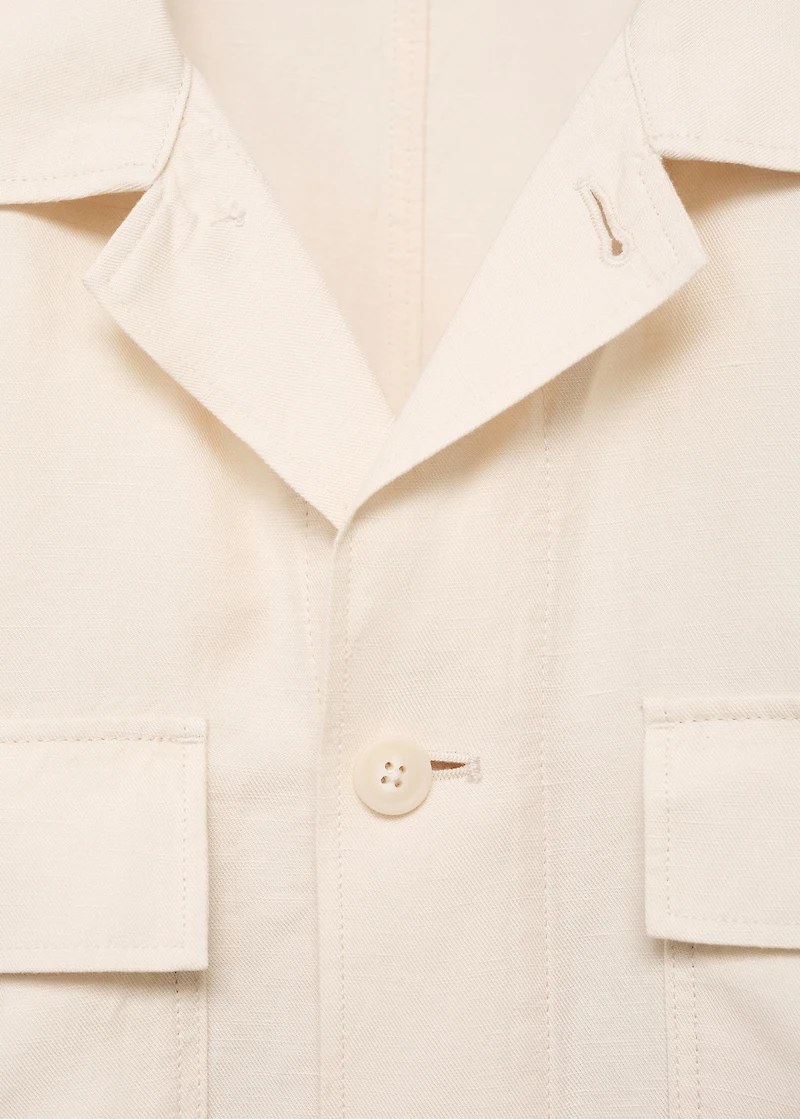 Bowling-style overshirt a linen blend