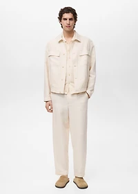 Bowling-style overshirt a linen blend