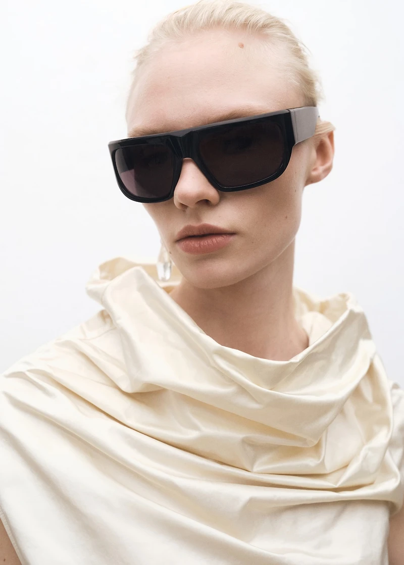 Cotton dress with draped collar