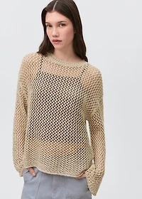 Knit sweater with lace pattern