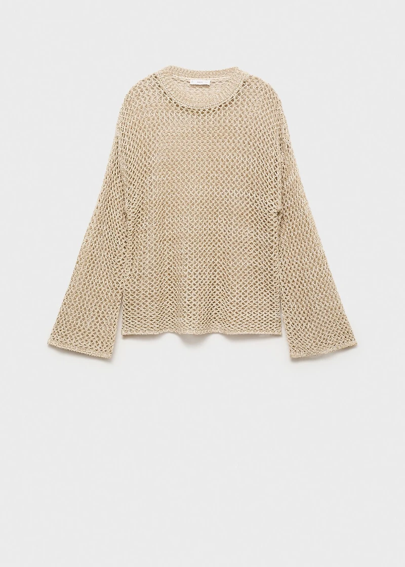 Knit sweater with lace pattern