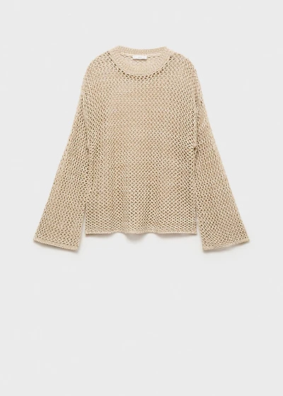 Knit sweater with lace pattern