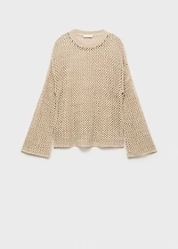 Knit sweater with lace pattern