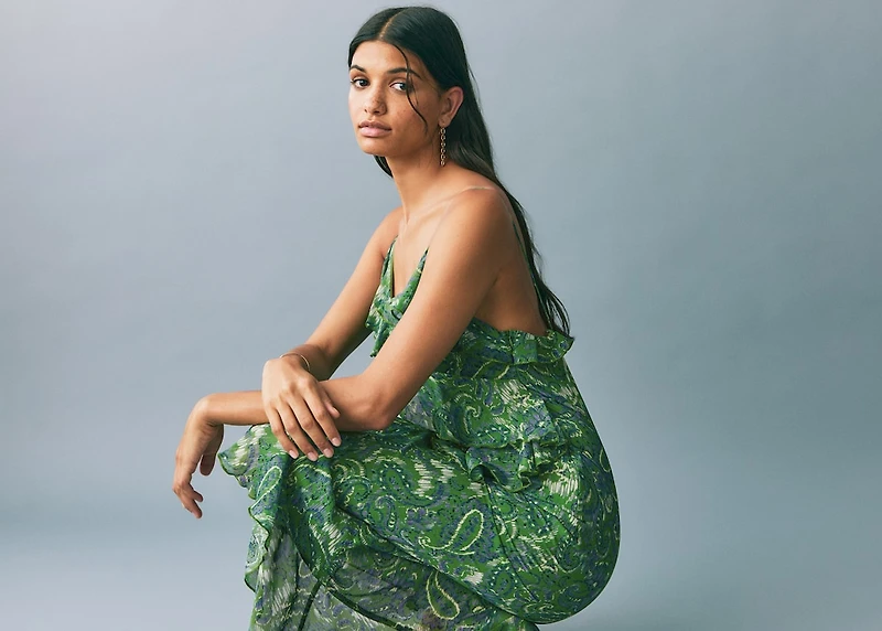 Ruffled printed dress