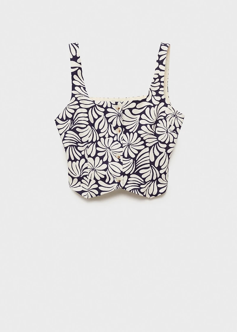 Floral fitted linen top