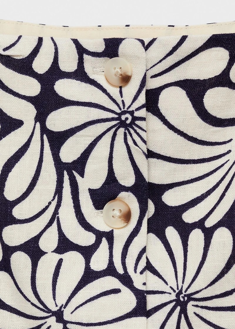 Floral fitted linen top