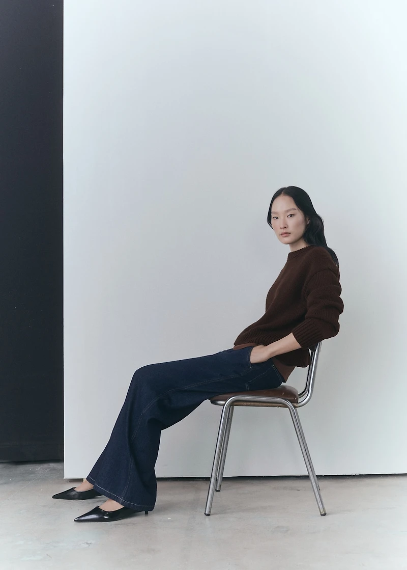 Chunky-knit sweater with ribbed trims