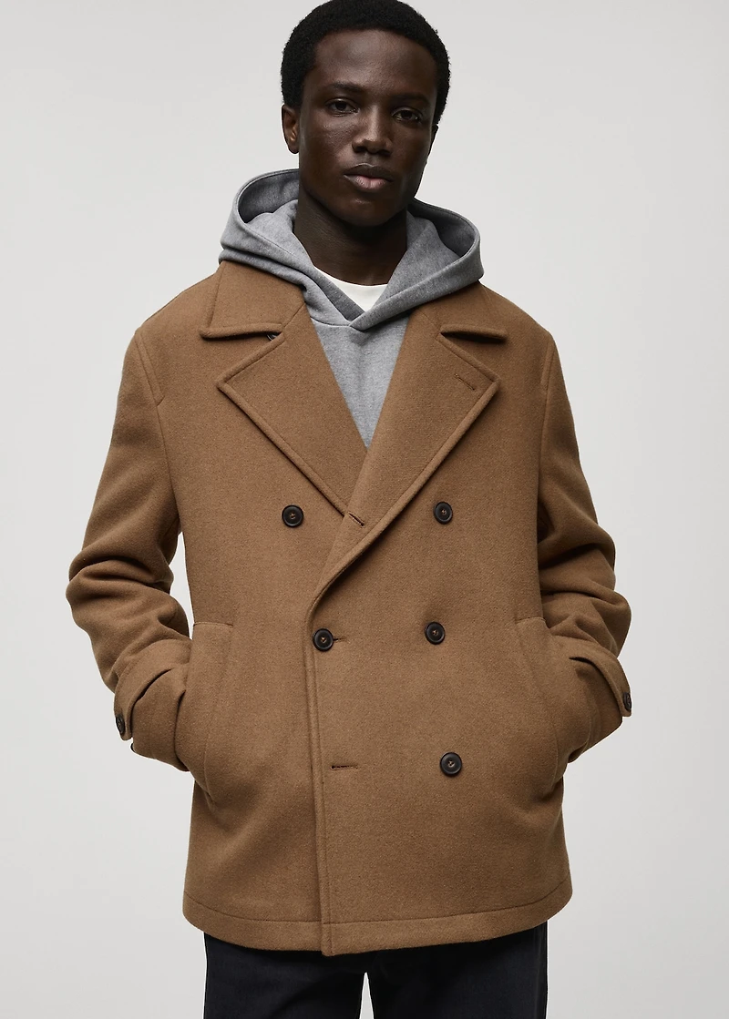 Wool double-breasted coat