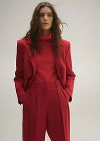 Wide leg wool-blend suit pants