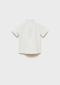 Striped Mao collar shirt