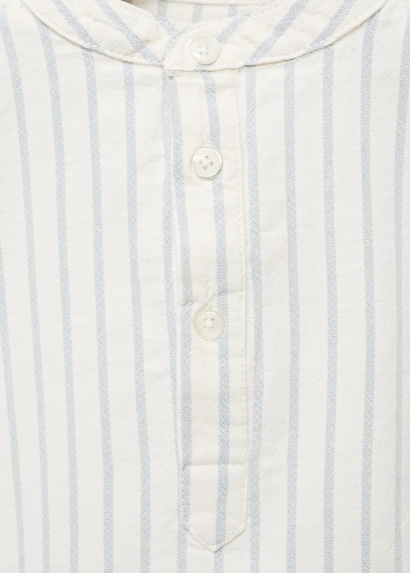 Striped Mao collar shirt