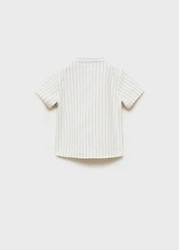 Striped Mao collar shirt