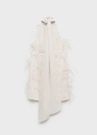 Halter dress with feather decoration