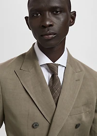 Slim-fit linen-blend double-breasted blazer