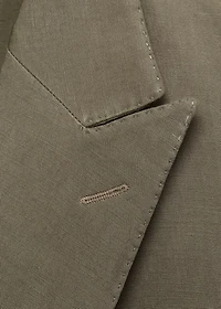 Slim-fit linen-blend double-breasted blazer