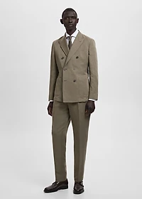 Slim-fit linen-blend double-breasted blazer