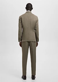 Slim-fit linen-blend double-breasted blazer