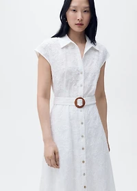 Embroidered shirt dress with belt