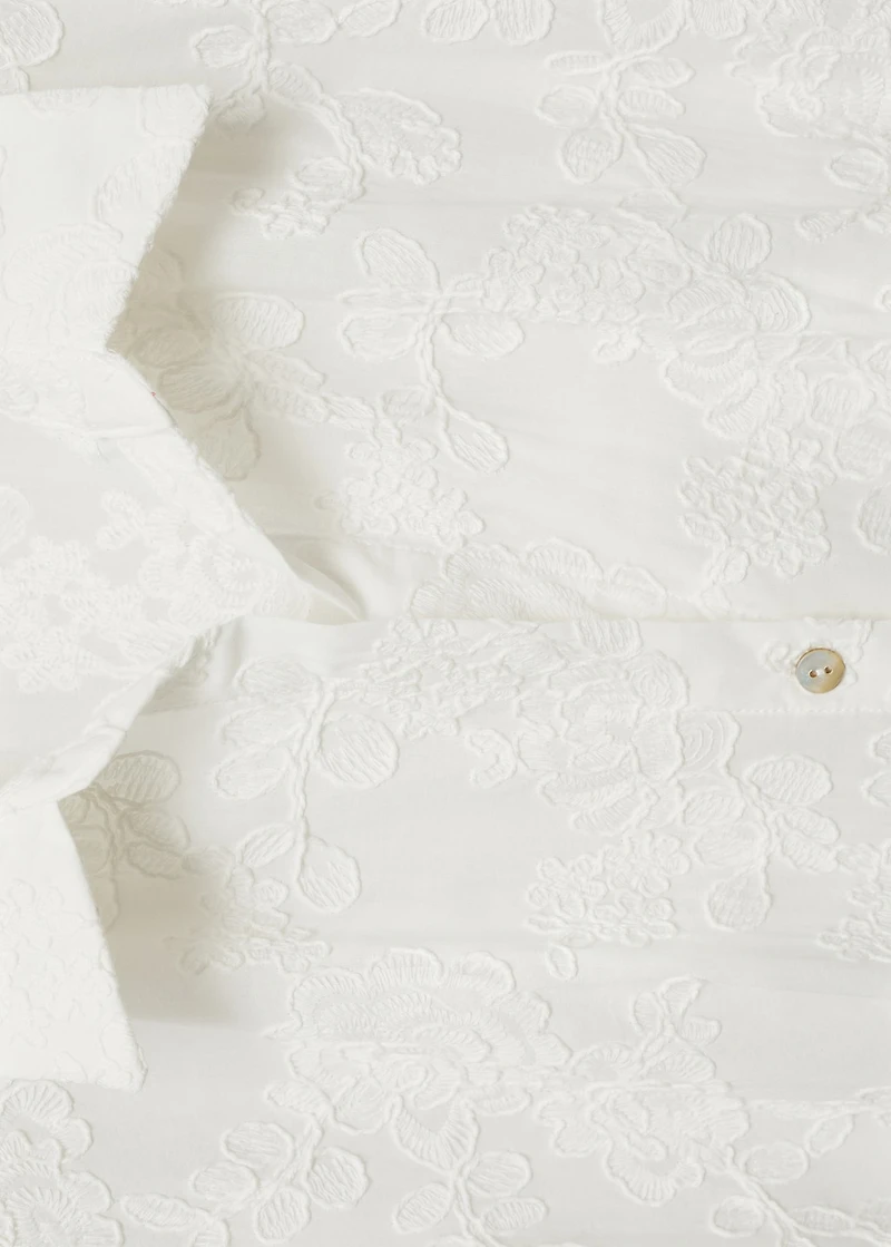 Embroidered shirt dress with belt