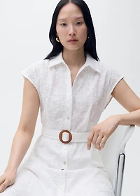 Embroidered shirt dress with belt