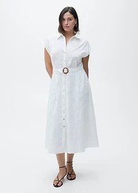 Embroidered shirt dress with belt