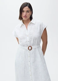 Embroidered shirt dress with belt
