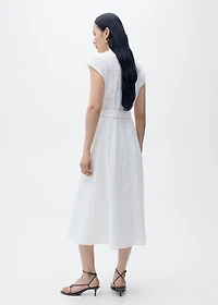 Embroidered shirt dress with belt