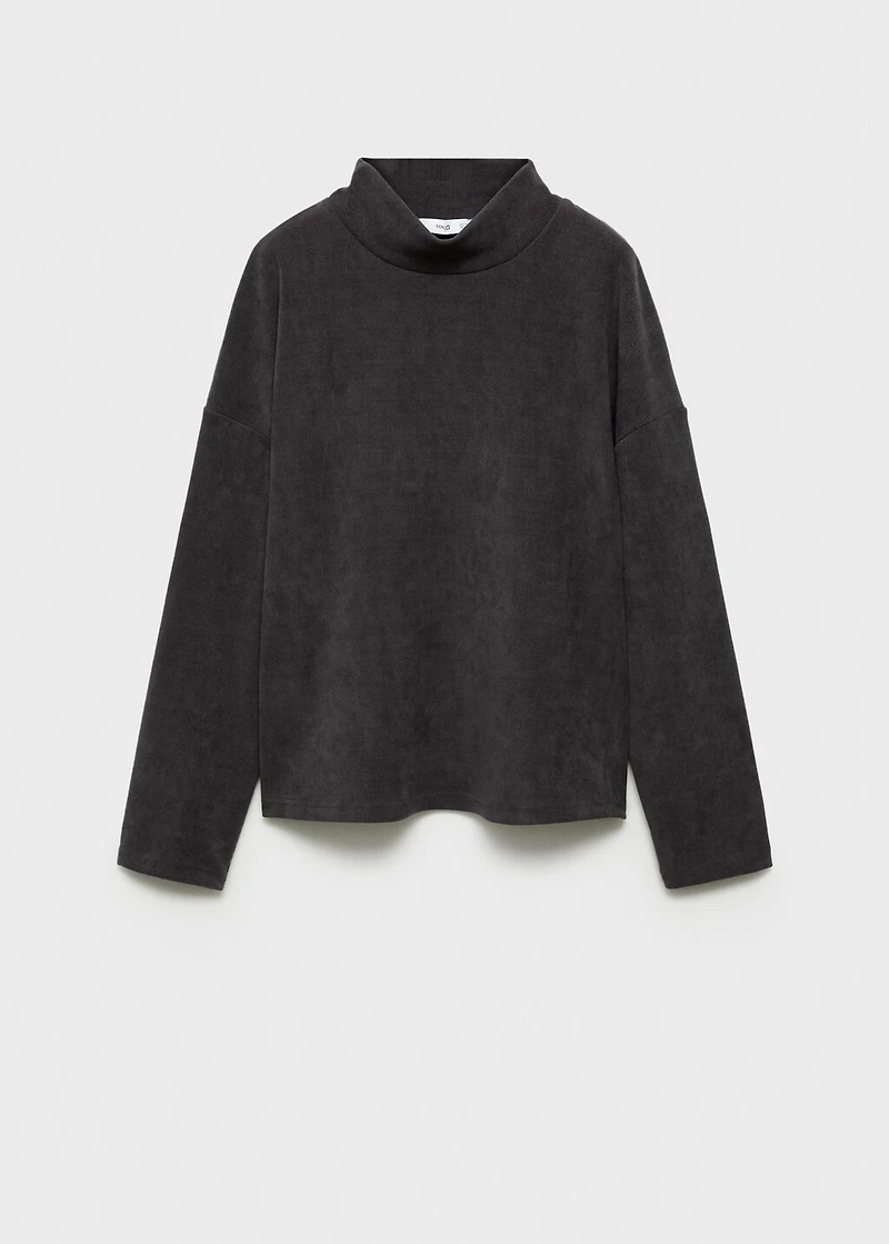 Corduroy sweatshirt with perkins neck