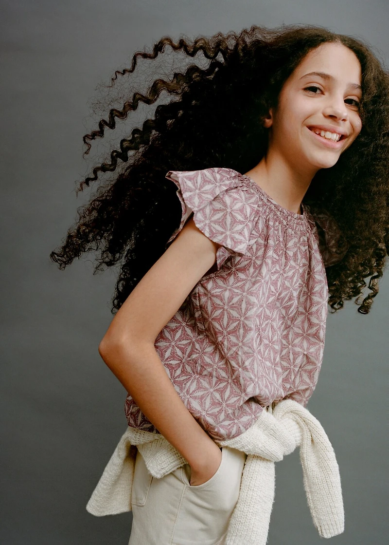 Printed cotton blouse