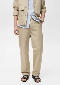 Linen-blend regular-fit pants