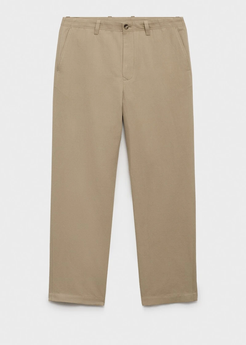 Linen-blend regular-fit pants