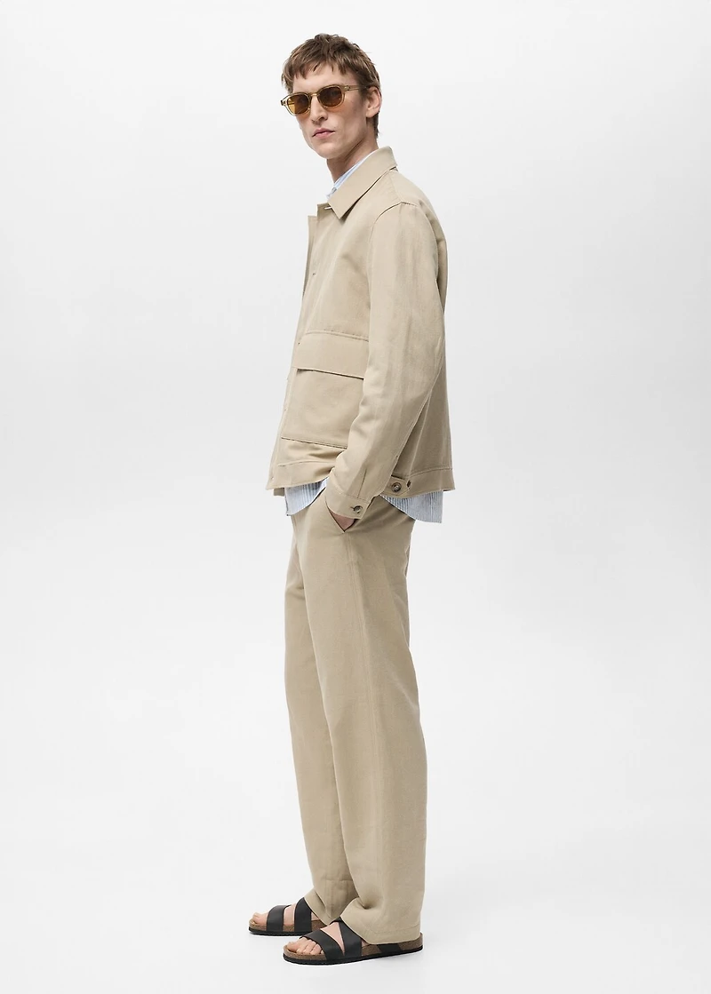 Linen-blend regular-fit pants