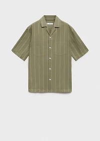 Linen bowling shirt with pinstripes