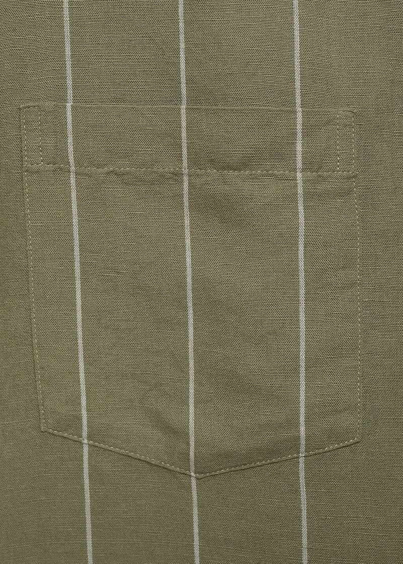 Linen bowling shirt with pinstripes