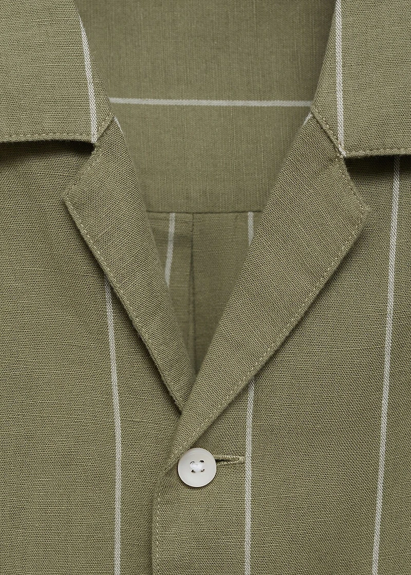 Linen bowling shirt with pinstripes