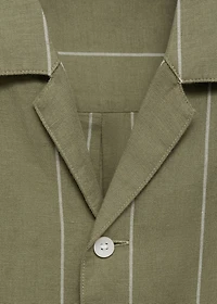 Linen bowling shirt with pinstripes