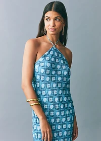 Halter-neck printed dress