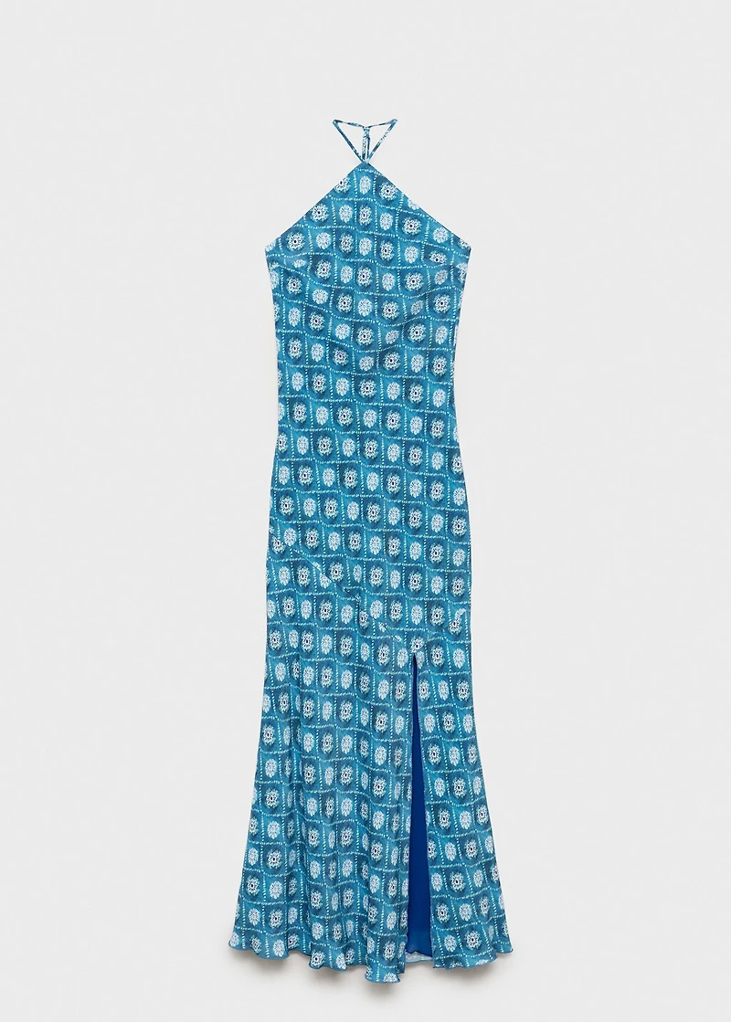 Halter-neck printed dress
