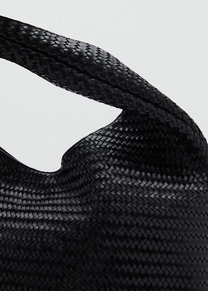 Large braided leather shoulder bag