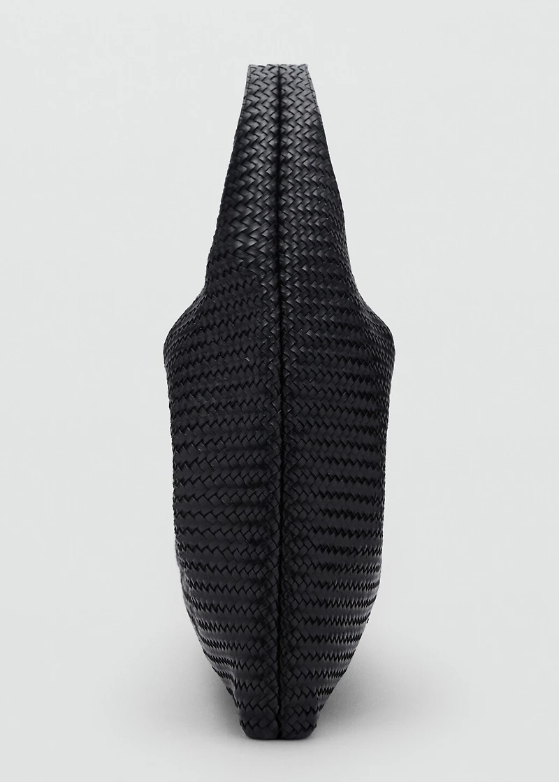 Large braided leather shoulder bag