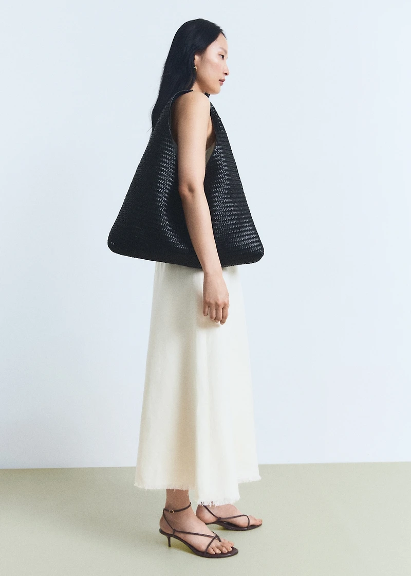 Large braided leather shoulder bag