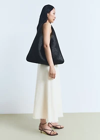 Large braided leather shoulder bag