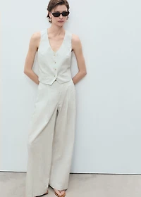 Straight-fit linen-blend suit pants