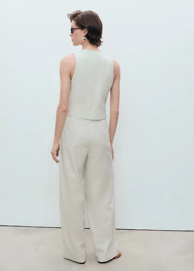 Straight-fit linen-blend suit pants