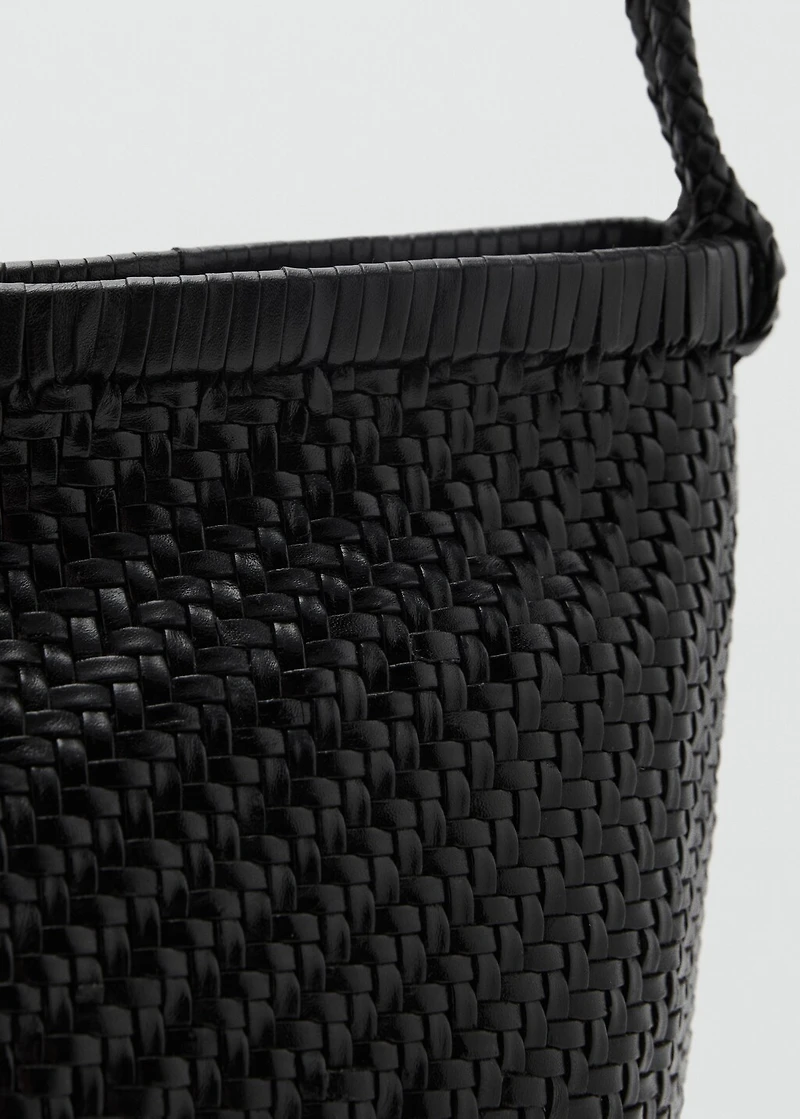 Medium braided leather shoulder bag