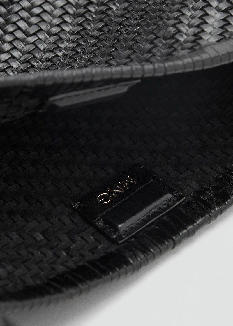 Medium braided leather shoulder bag