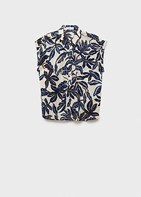Printed cotton shirt with short sleeves
