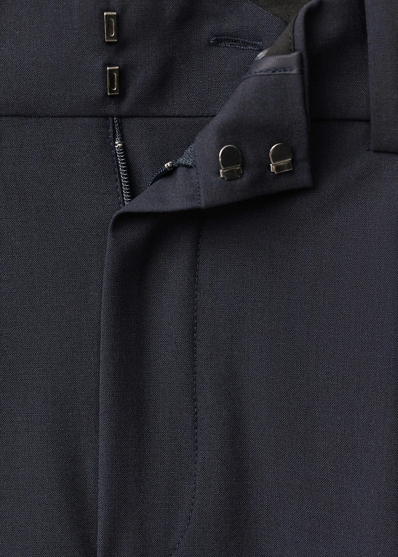 Wide leg wool-blend pleated pants