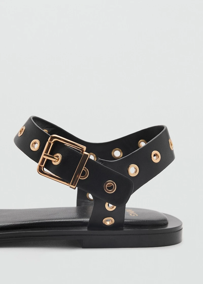 Strap sandals with buckles and eyelet details